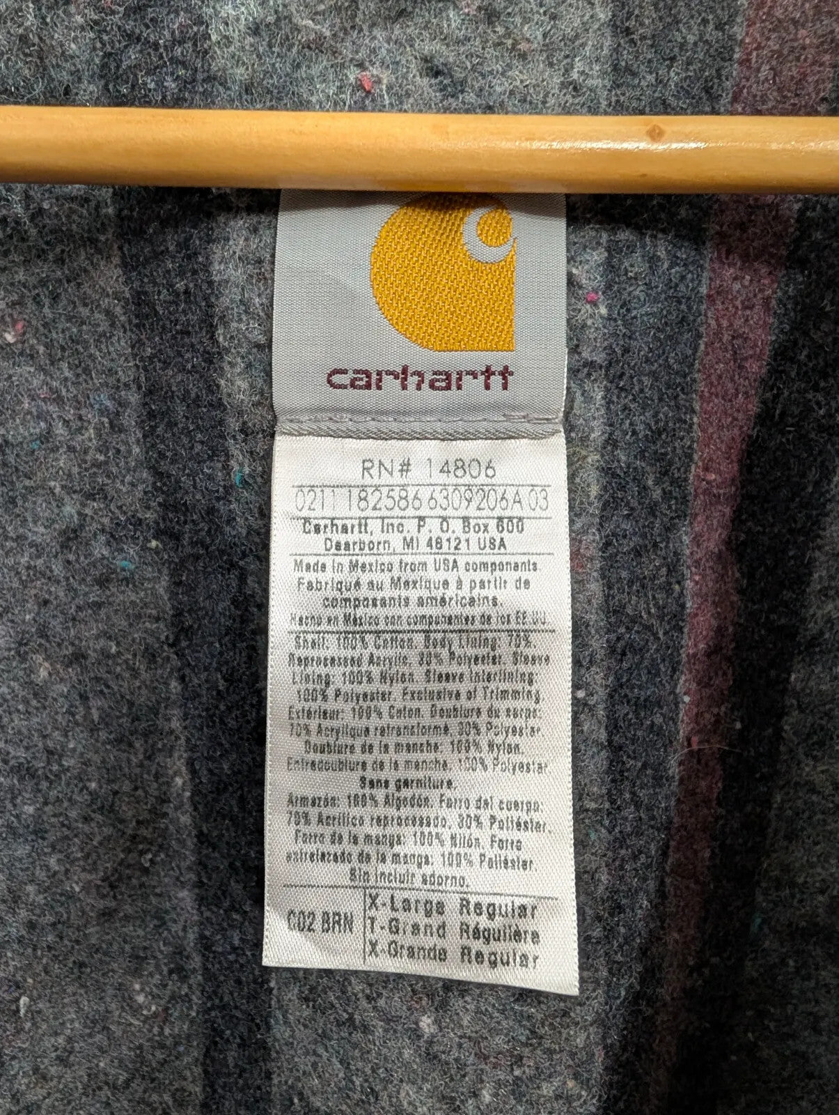 Carhartt Chore Jacket Mens XL Regular Brown Canvas Cord Collar Work Wear Duck