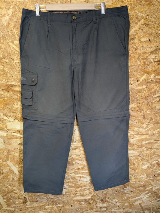 Fjallraven Zip-Off Trousers Mens W38 L29 Grey Cotton Cargo Relaxed Fit Shorts