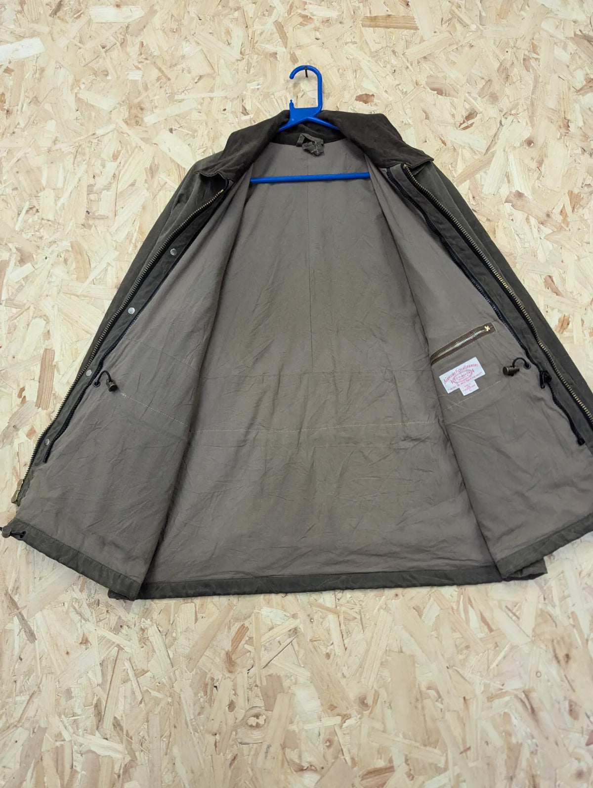 Filson Tin Cloth Field Jacket Mens Large Khaki Green Oil Lined Wax USA Made