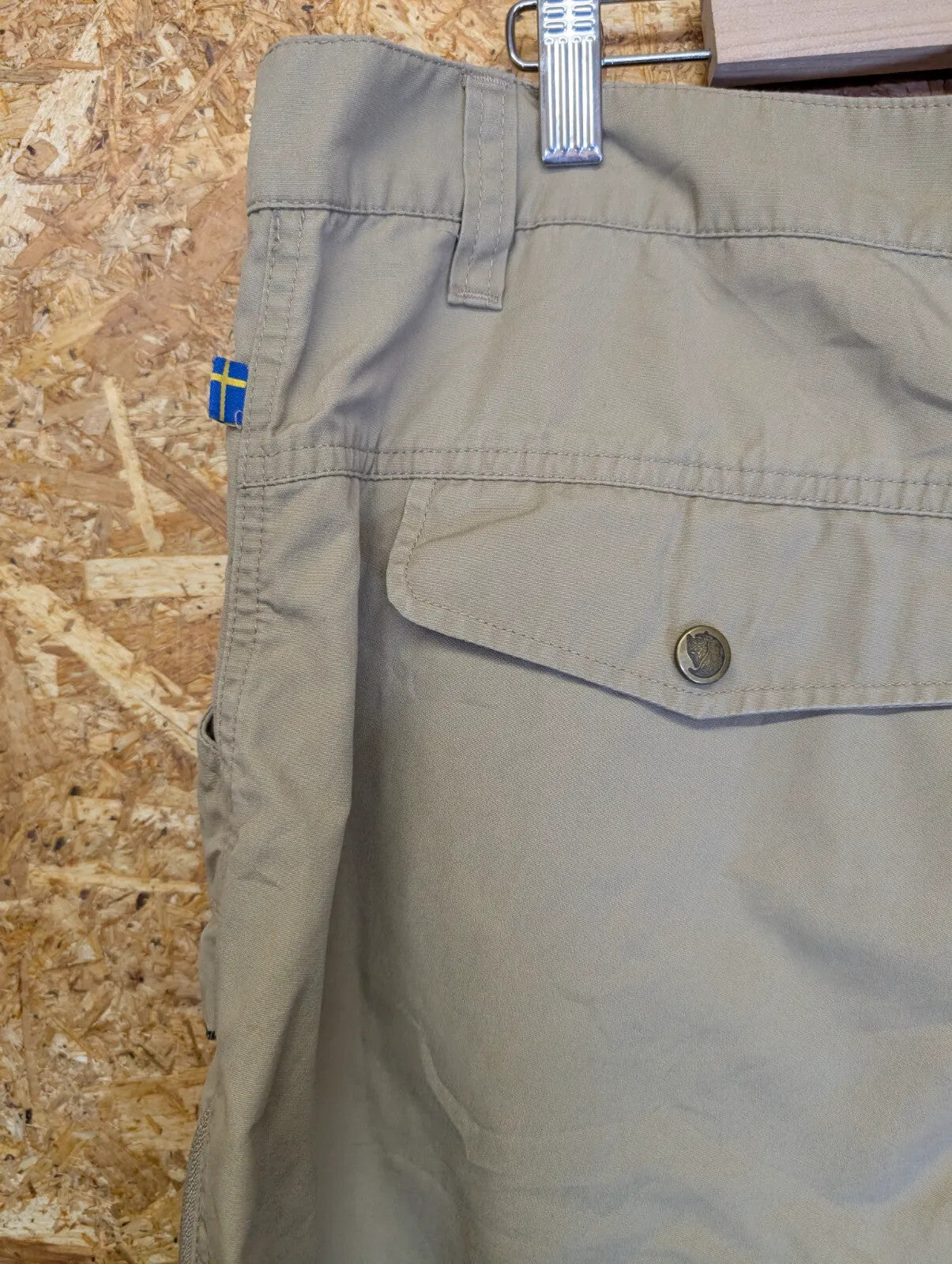 Fjallraven G1000 No27 Cargo Trousers W36 L32 Beige Wax Cotton Hiking Walking