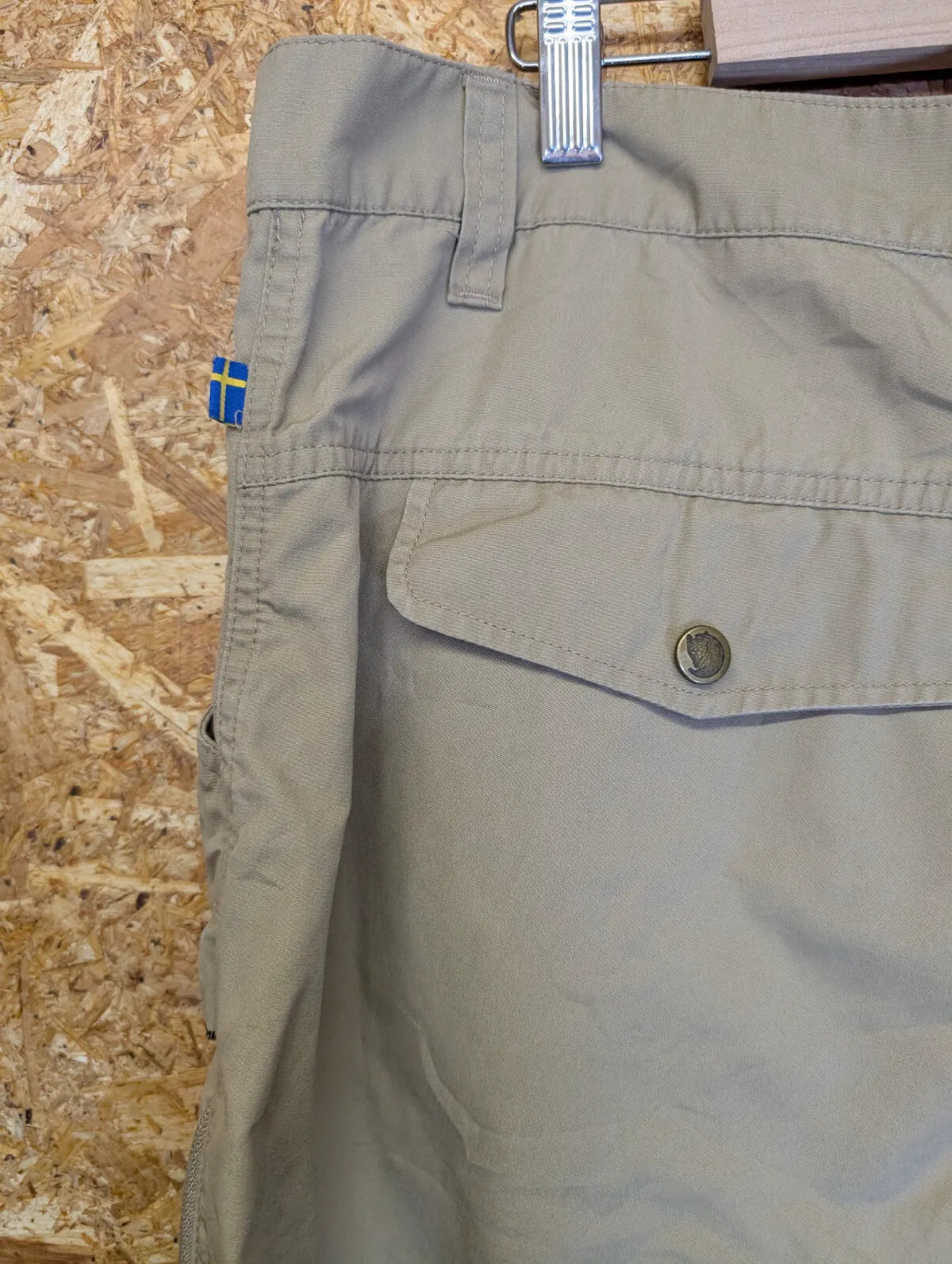 Fjallraven G1000 No27 Cargo Trousers W36 L32 Beige Wax Cotton Hiking Walking
