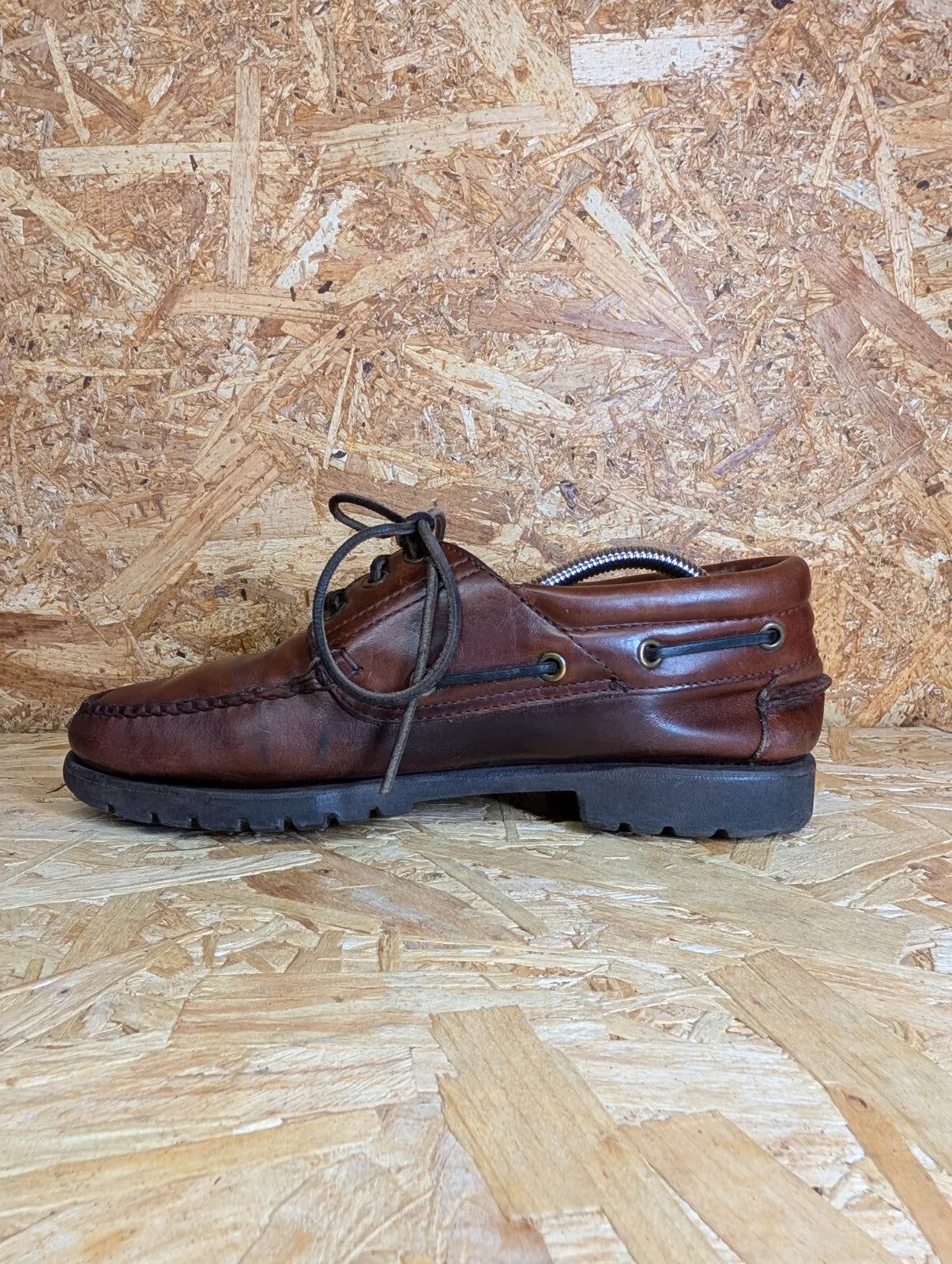 Barbour Boat Shoes Mens UK 8 Brown Leather Lace Up Casual Classic England Tan