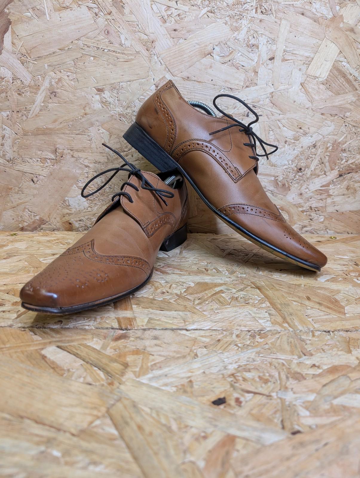 Ikon Shoes UK 6 Men Lace Up Spencer Wing Brogue Smart Shoes Leather Brown