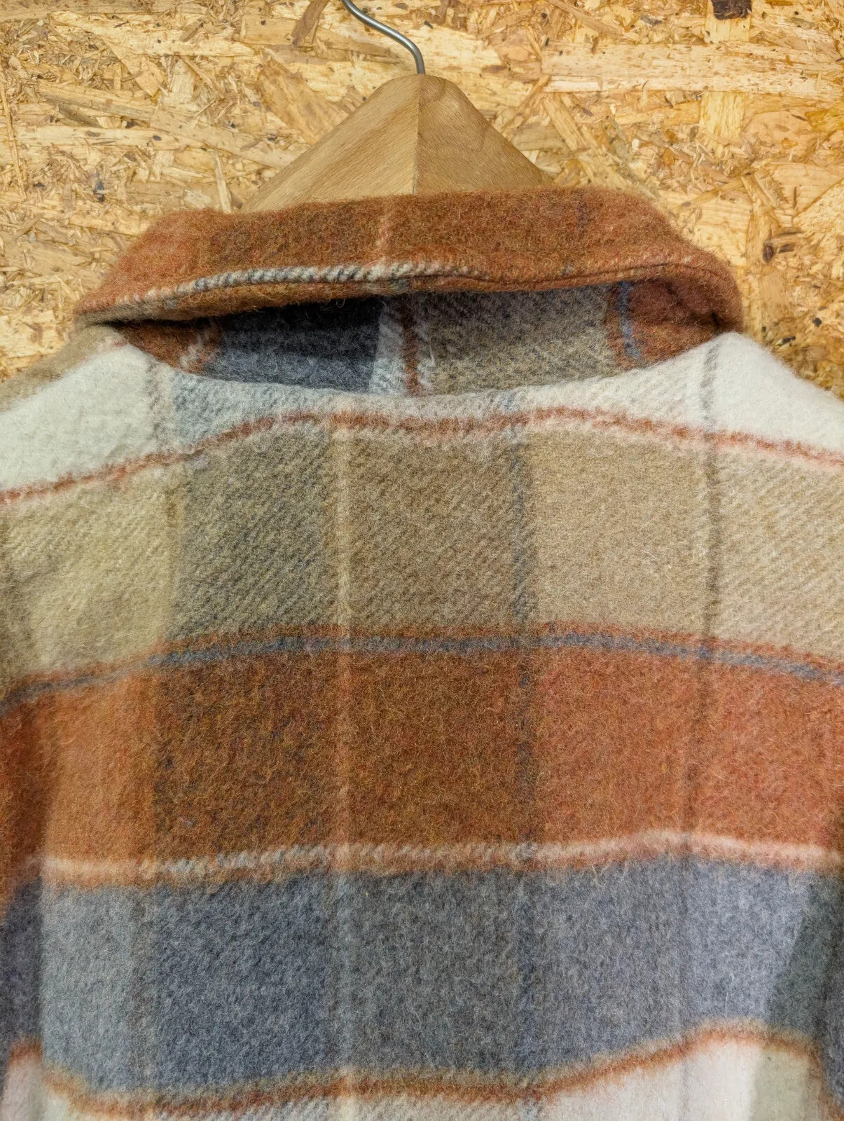 Vintage Styled By C&L Sportwear Jacket Large Brown Orange Wool Plaid Canada 70s