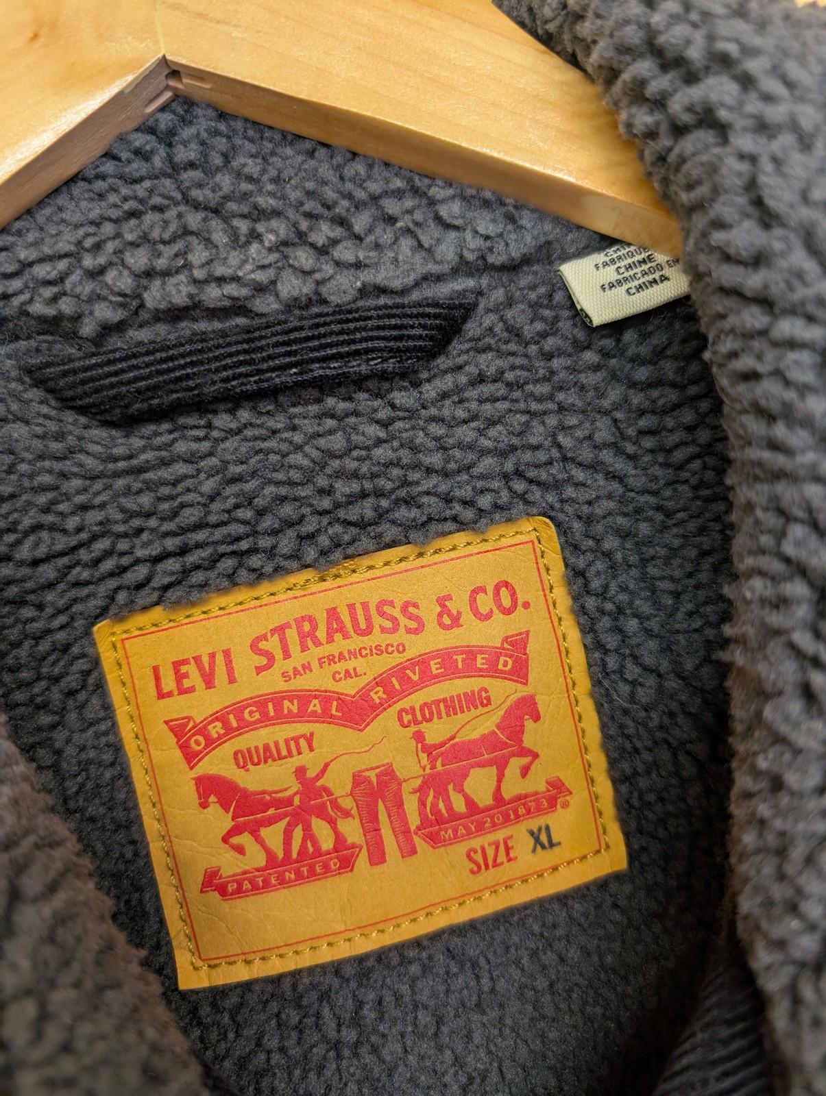 Levis Sherpa Trucker Jacket XL Men Corduroy Black Grey Fleece Lined Borg