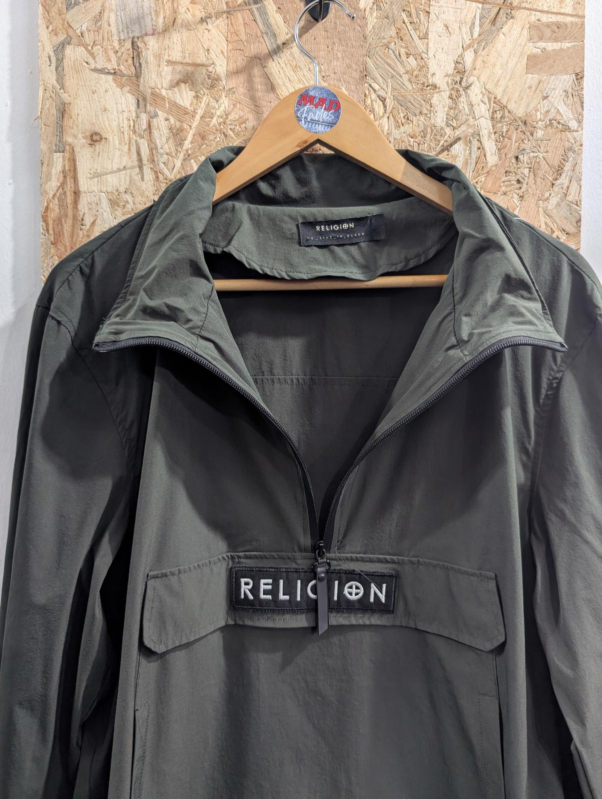 Religion Smock Parka Men Small Overhead Jacket Khaki Green Gallagher Windbreaker