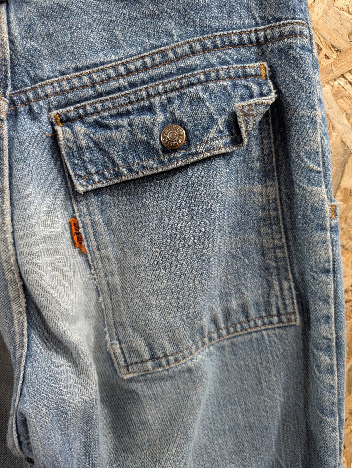 Levis Jeans Womens W26 L30 Cargo Pockets Denim Blue Casual Vintage 70s Orange