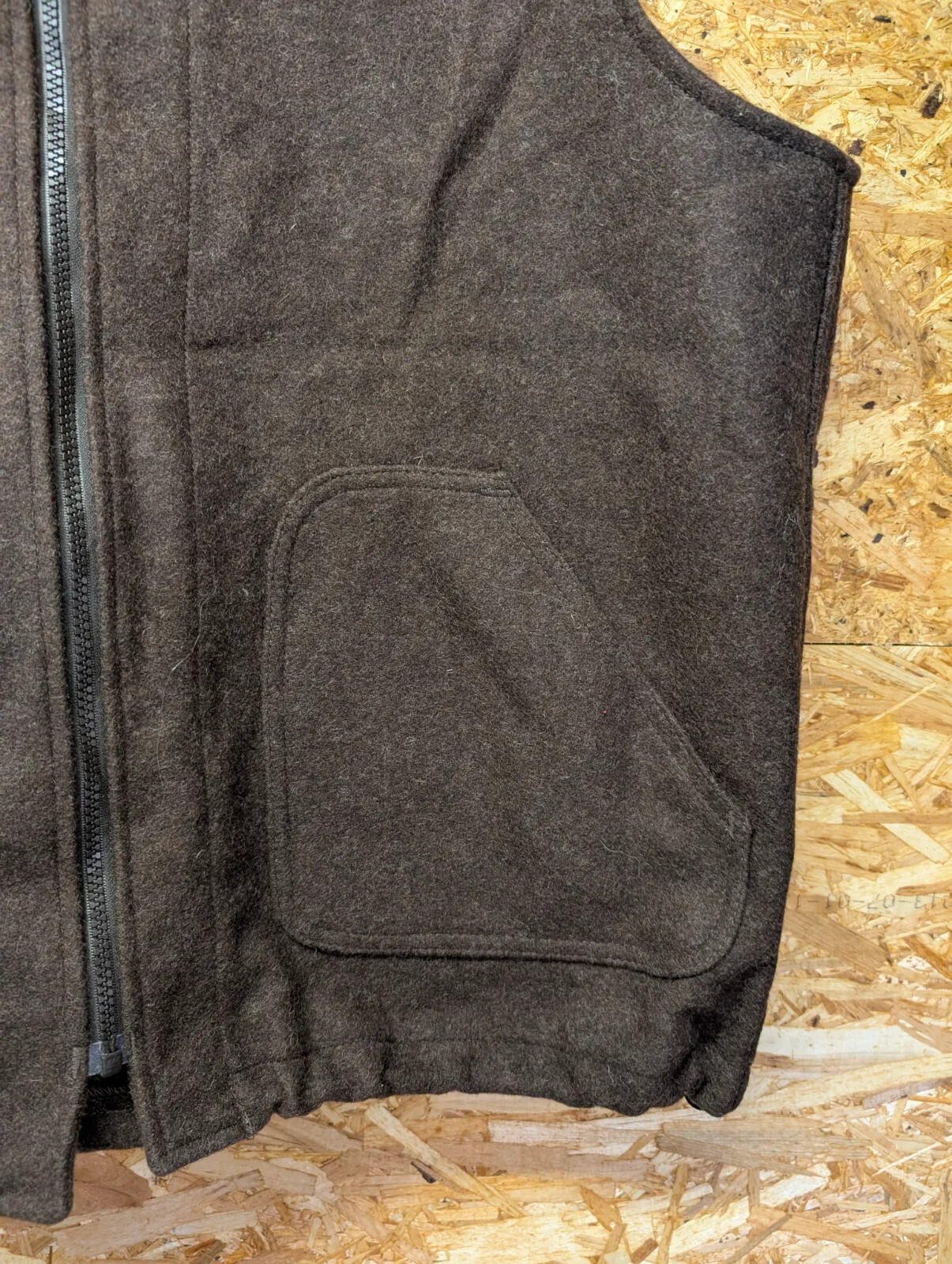 Filson Mackinaw Wool Vest Mens XL Brown Grey Zip Front Liner Gilet Body Warmer