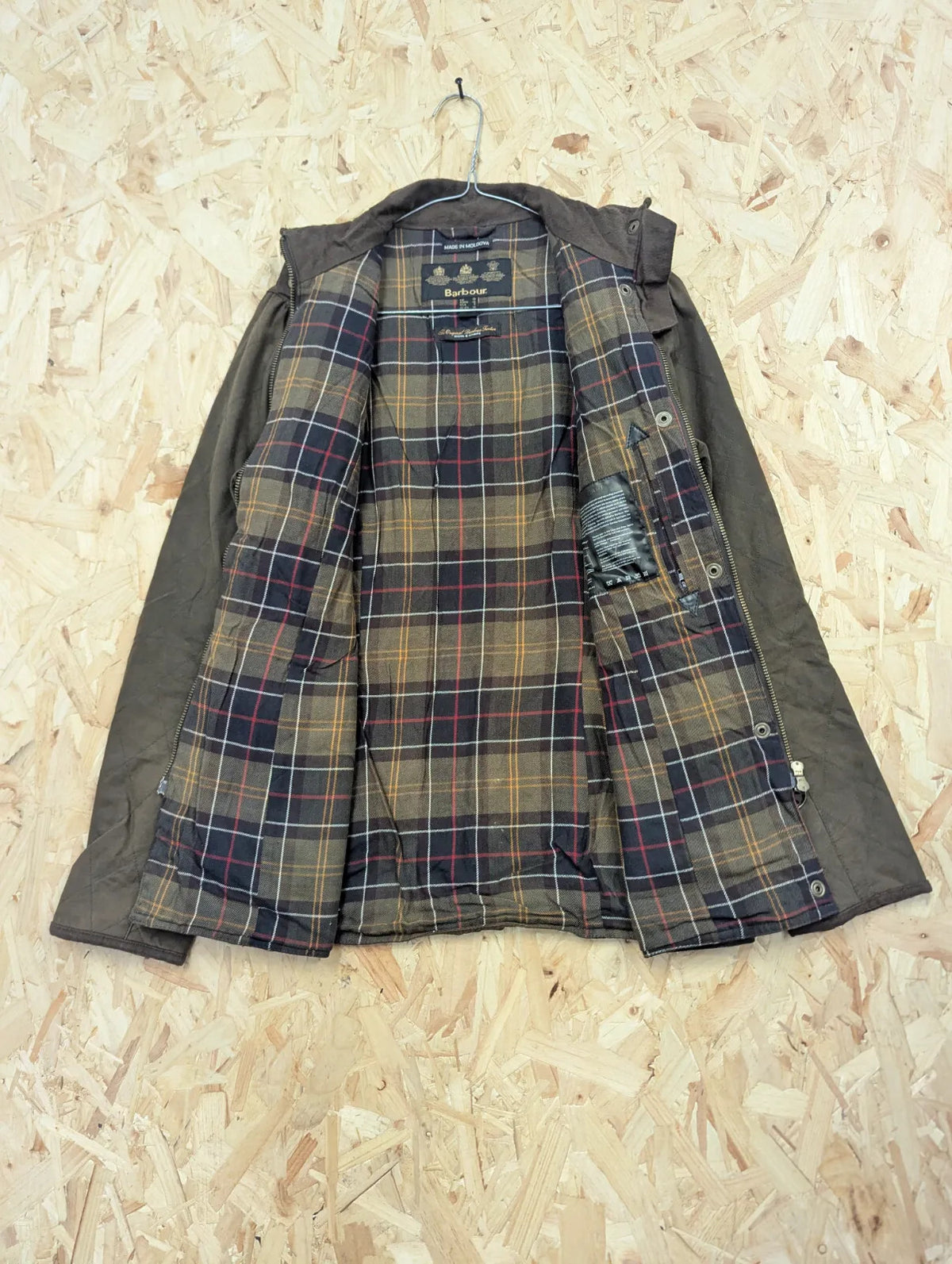 Barbour Quilted Utility Wax Jacket Women UK10 Brown Khaki Padded Diamond Country