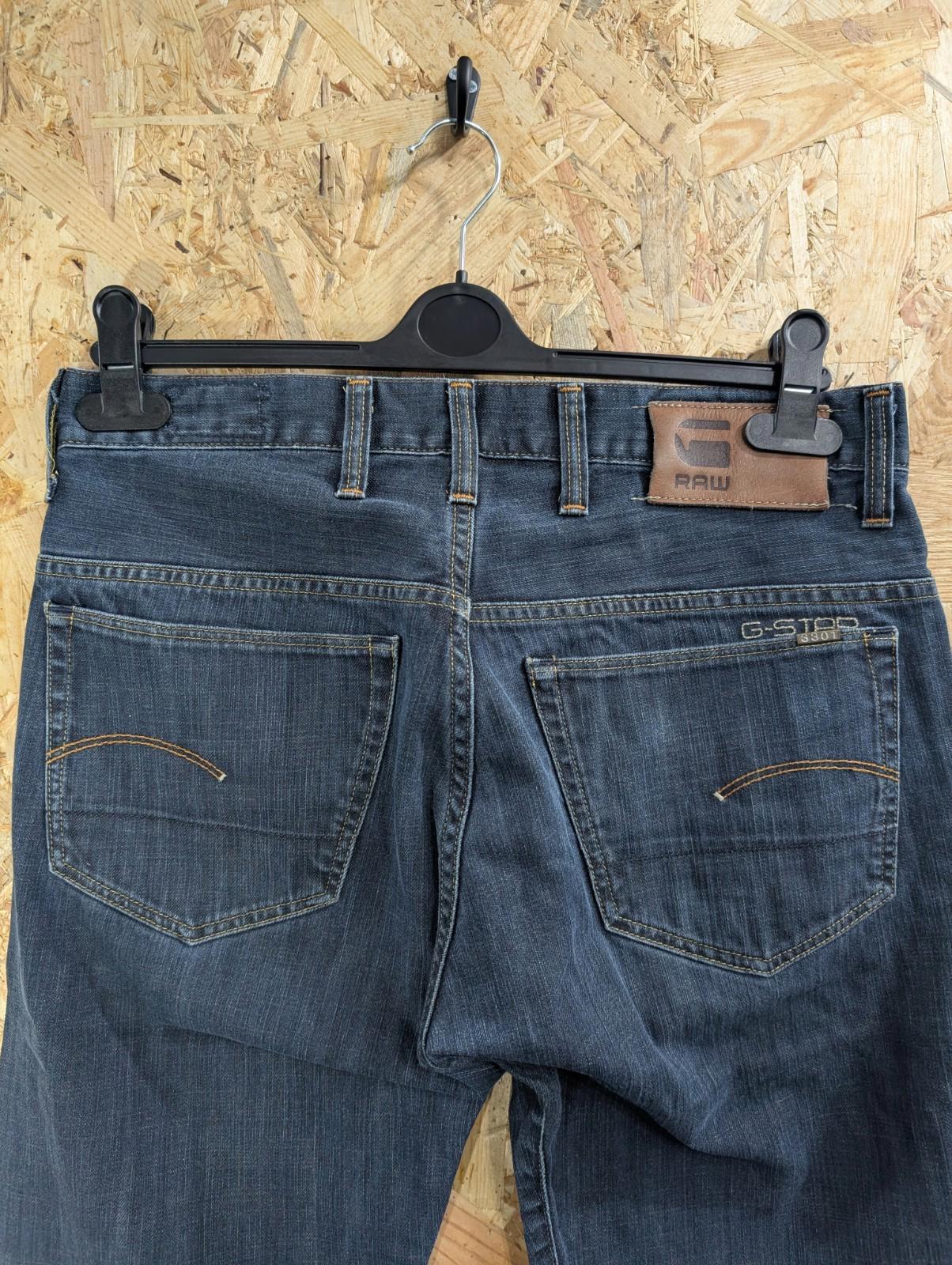 G-Star Jeans W34 L32 3301 Classic Navy Blue Denim Straight Leg Button Fly
