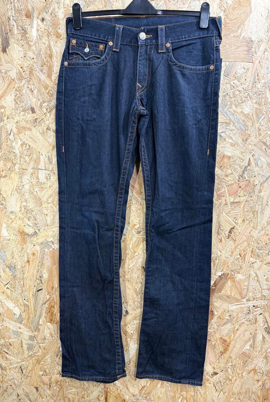 True Religion Jeans W31 L34 Men Straight Leg Navy Blue Denim Zip Fly