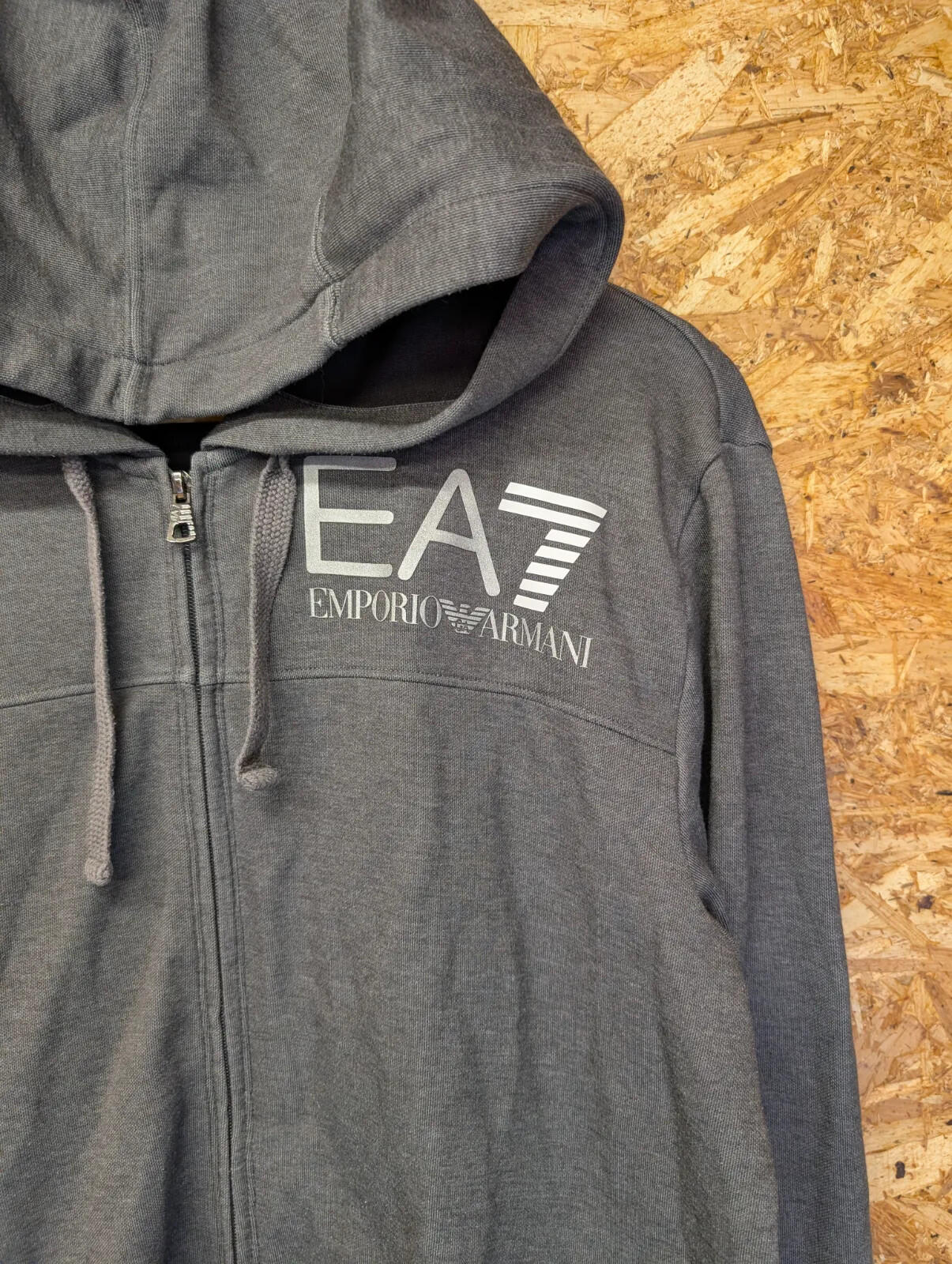 EA7 Emporio Armani EA7 Zip Hoodie Mens XXL Grey Cotton Full Zip Hooded Logo