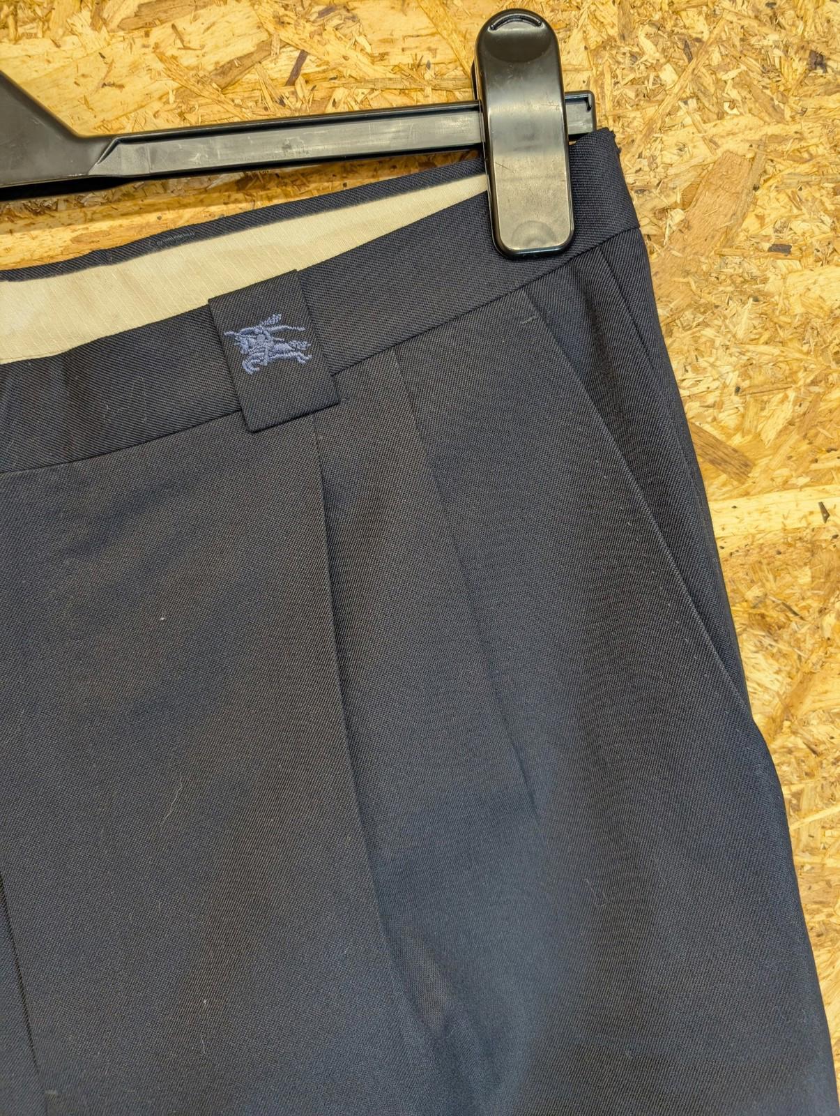Burberrys Mens Trousers W30 Pleat Front Wool Blend Formal Navy Blue Vintage 90s