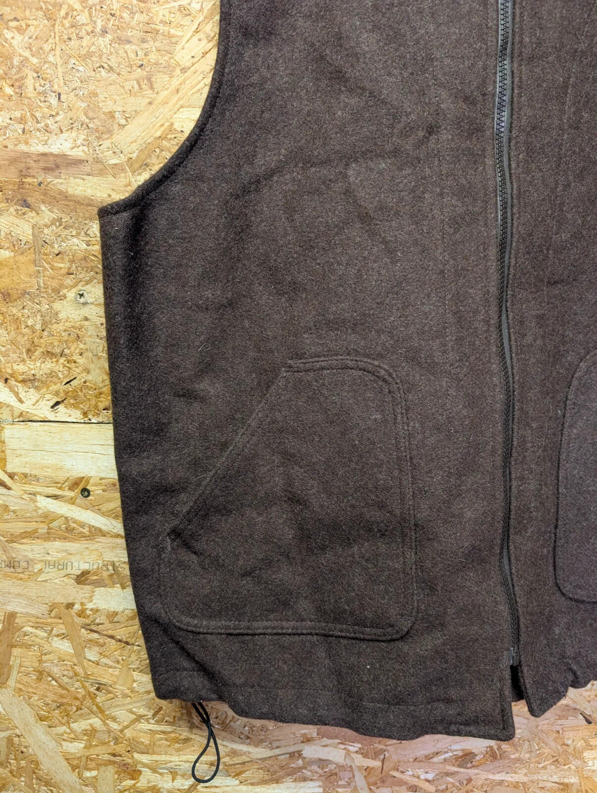Filson Mackinaw Wool Vest Mens XL Brown Grey Zip Front Liner Gilet Body Warmer