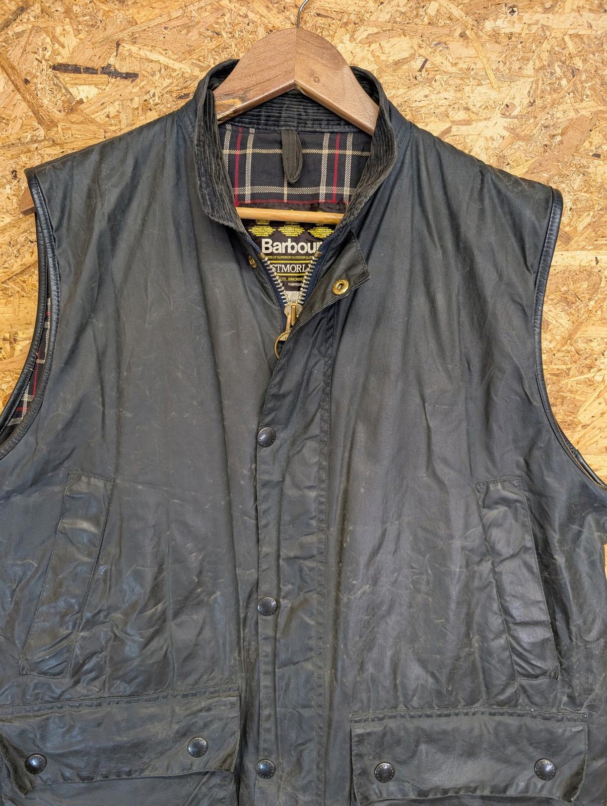 Barbour Westmorland A225 Waxed Gilet Large Classic Vest Black Bodywarmer Tartan