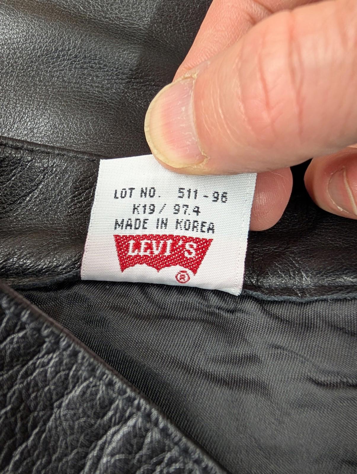 Levis Leather Trousers 29W 34L Women Black Tab Vintage 90s