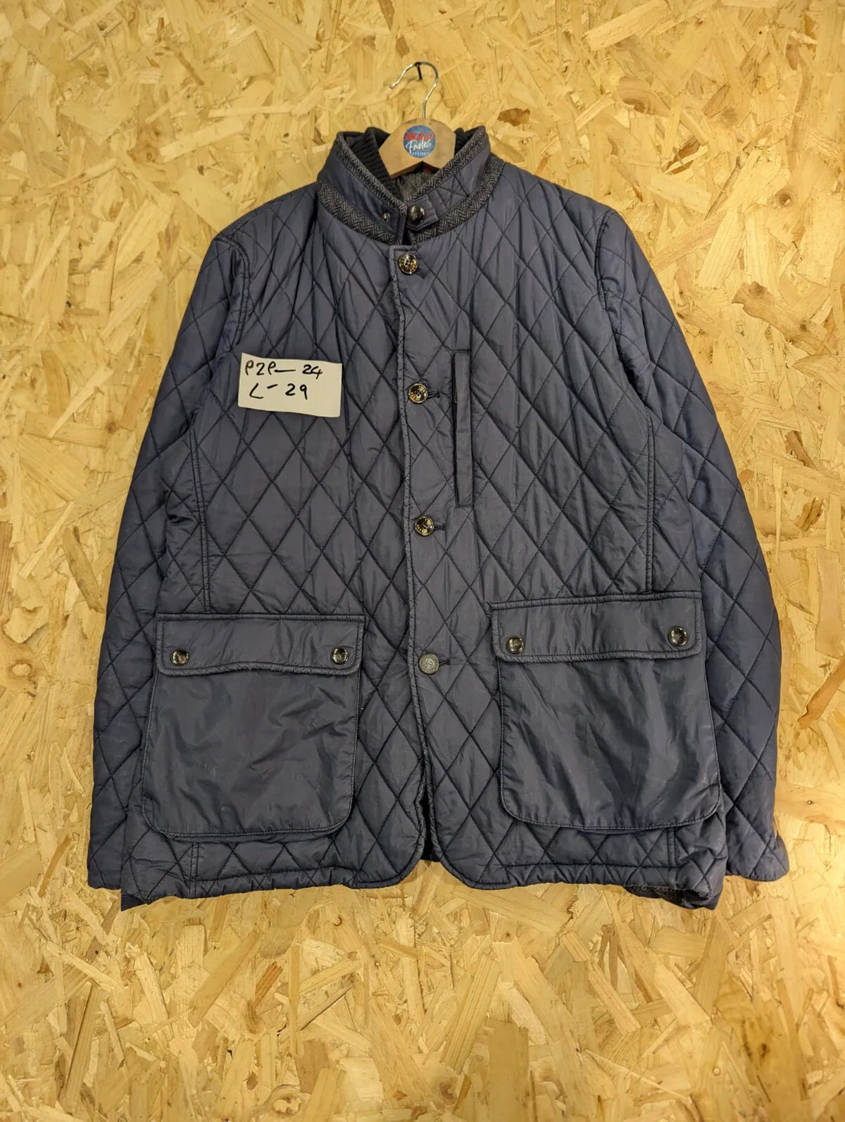 Ted Baker Quilted Jacket Mens Size 5 XL Navy Blue Diamond Padded Insulated