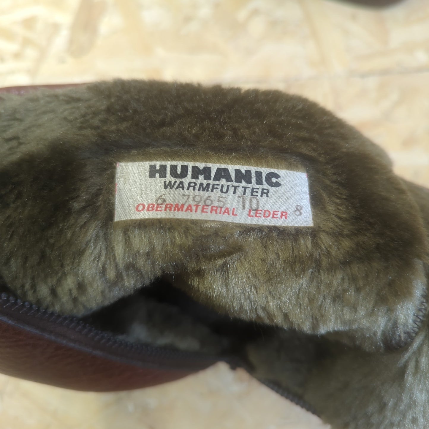 Humanic Warmfutter Brown Leather Fur Lined Boot Vintage Snow Winter Zip 10 UK 44