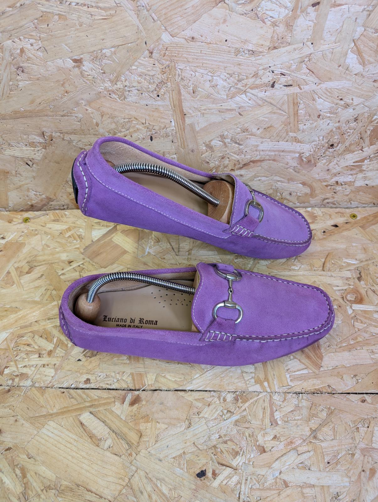 Luciano Di Roma Suede Purple Loafers Driving Shoes Made Italy Slip On 9 UK 43 EU