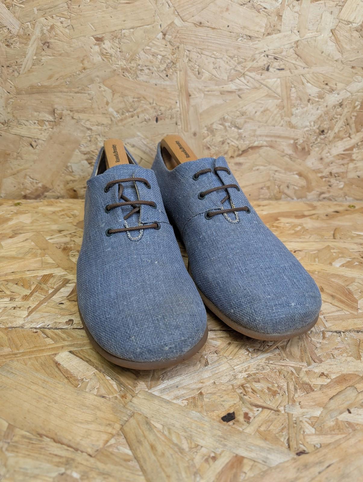 Shelly's Casual Mod Shoes Mens UK 8 Light Sky Blue Lace Up Canvas Oxford Vintage 90s