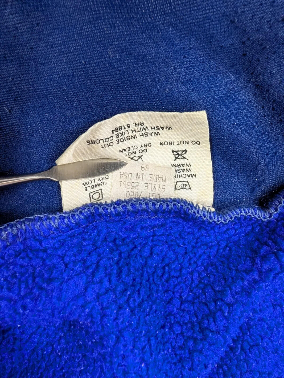Vintage 1989 Patagonia Fleece Mens Medium Cobalt Blue USA Made 1/2 Zip 80s Rare