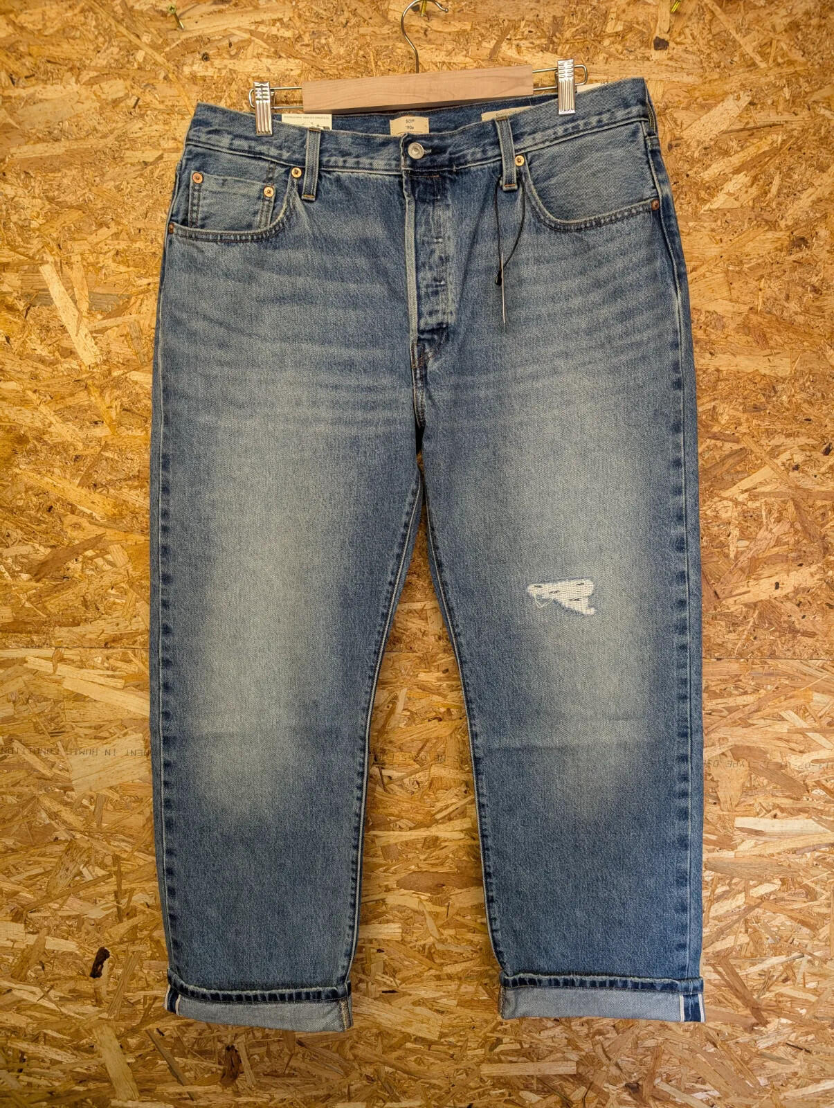 Levis 501 90s Jeans Mens W34 L30 Blue Distressed Denim Regular Straight Selvedge
