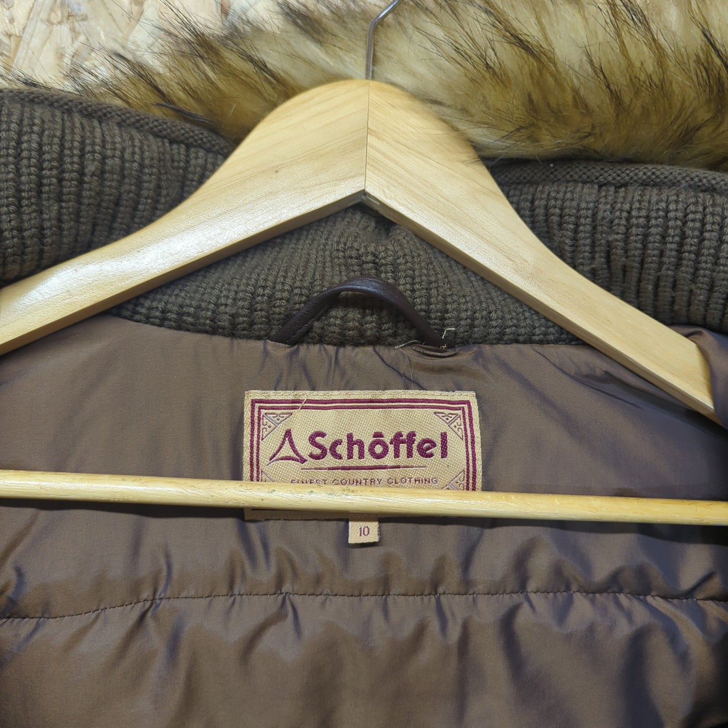 Schoffel Kensington Down Jacket Juniper Brown Puffa Water Repellent Parka 10