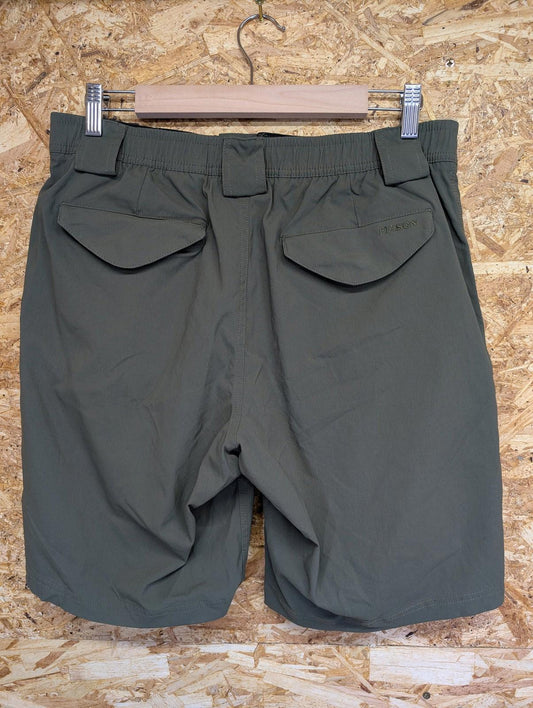 Filson Outdoorsman Shorts Medium 32 34 Cargo Elastic Waist Evergreen Khaki