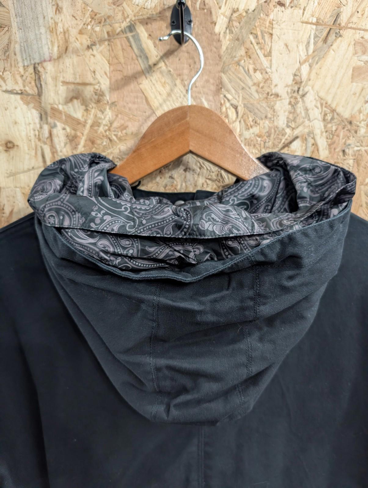 Pretty Green Parka Jacket XL Men Long Paisley Lined Hood Black Gallagher Oasis