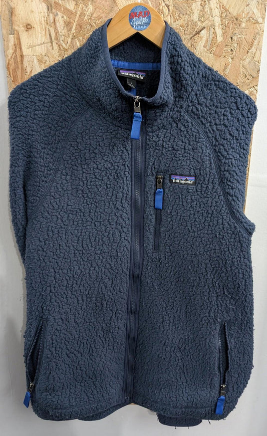 Patagonia Retro Pile Fleece Large Men Jacket Blue Zip Pockets Hiking Chunky