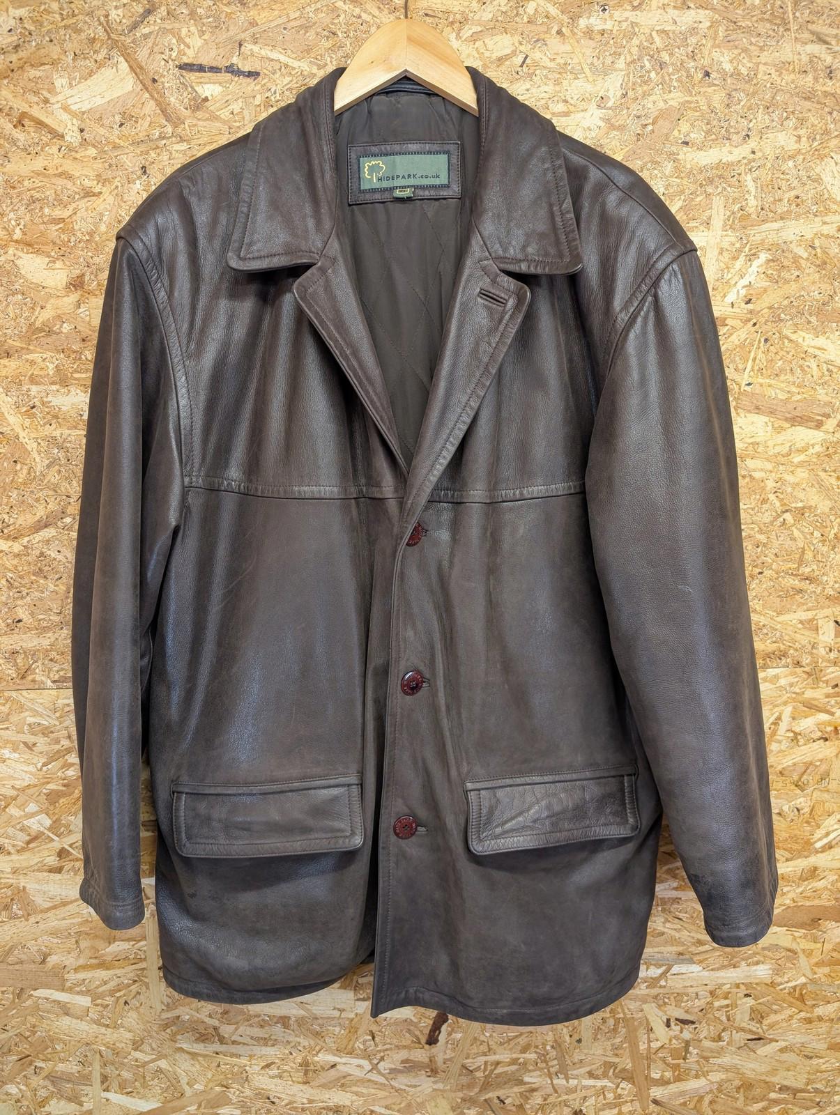 Hidepark Leather Coat XL Men Classic Brown Jacket Padded Lined Pockets