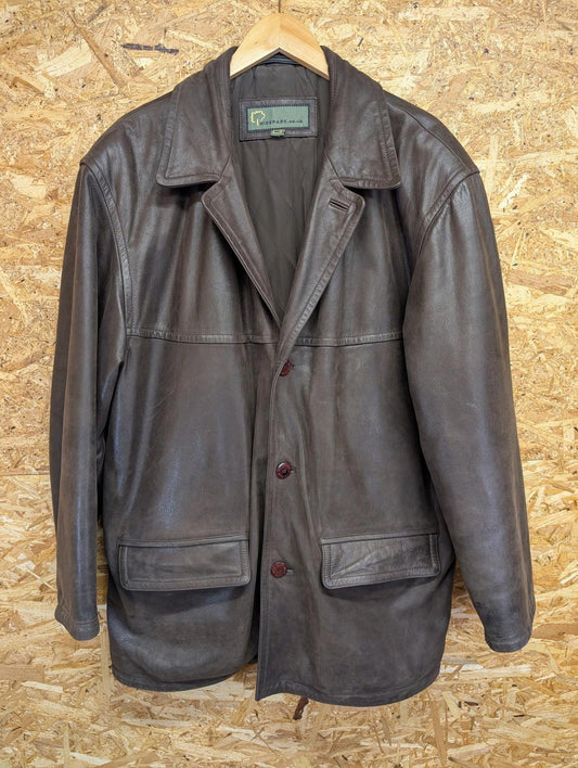 Hidepark Leather Coat XL Men Classic Brown Jacket Padded Lined Pockets
