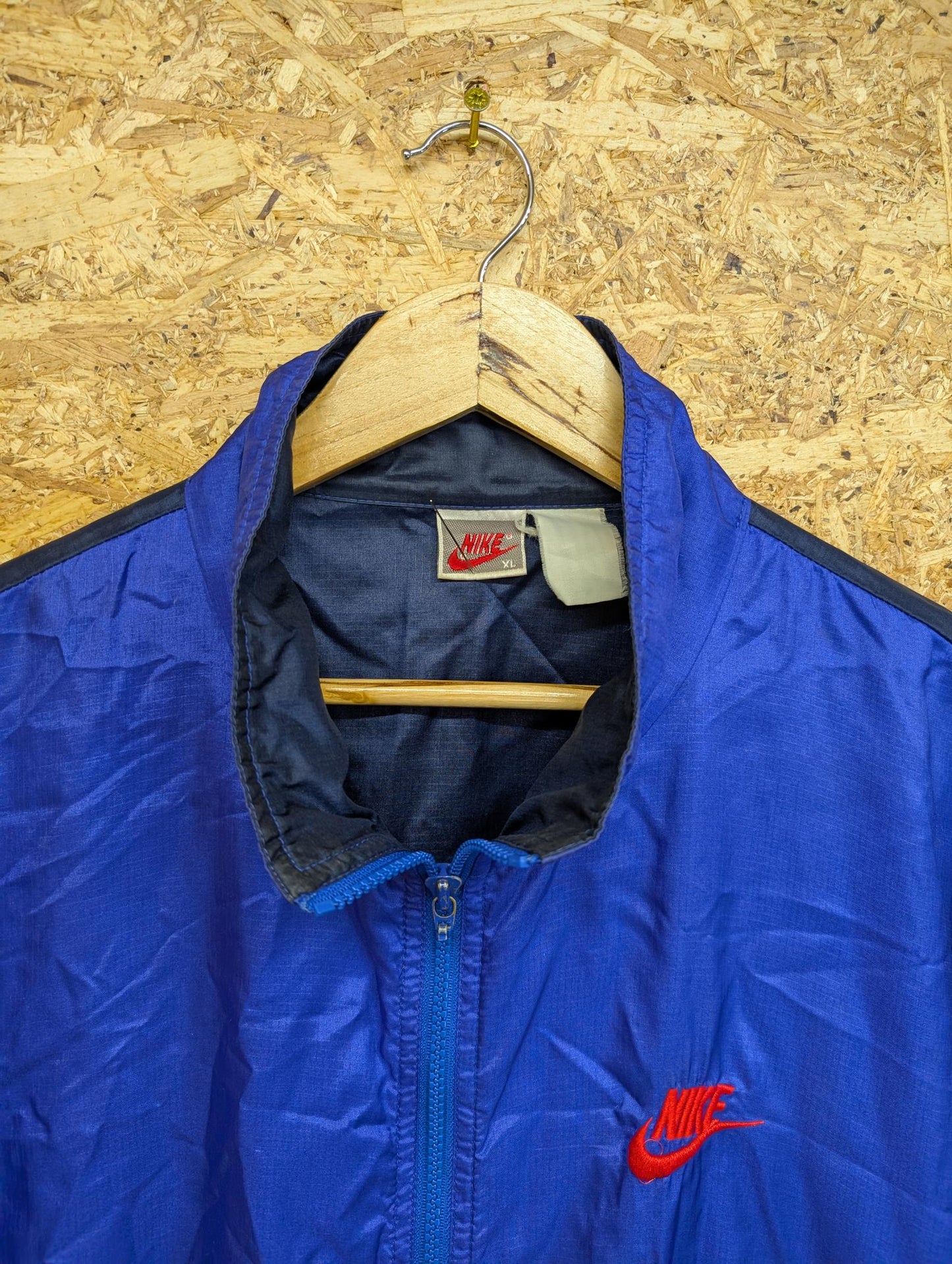 Nike XL Vintage 90s Windbreaker Jacket Grey Shell Purple Red Multicolour