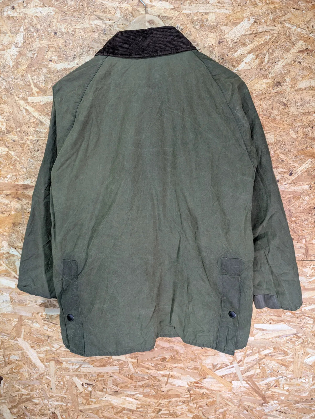 Barbour Bedale Jacket Medium 102cm 40in Olive Green Waxed Cotton Cord Collar Full
