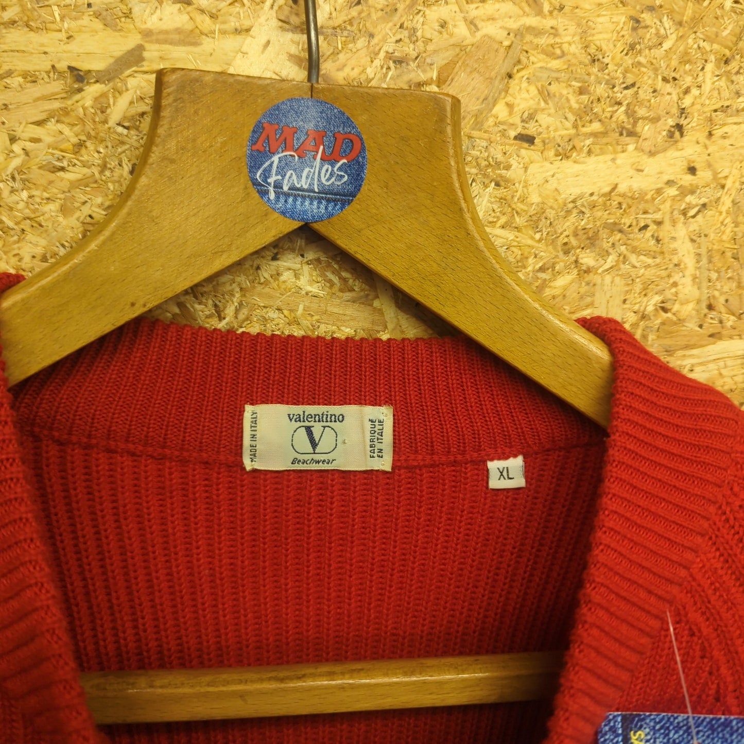 Valentino Mens Jumper Vintage 80s Knit 100% Wool Red Beachwear Made In Italy XL