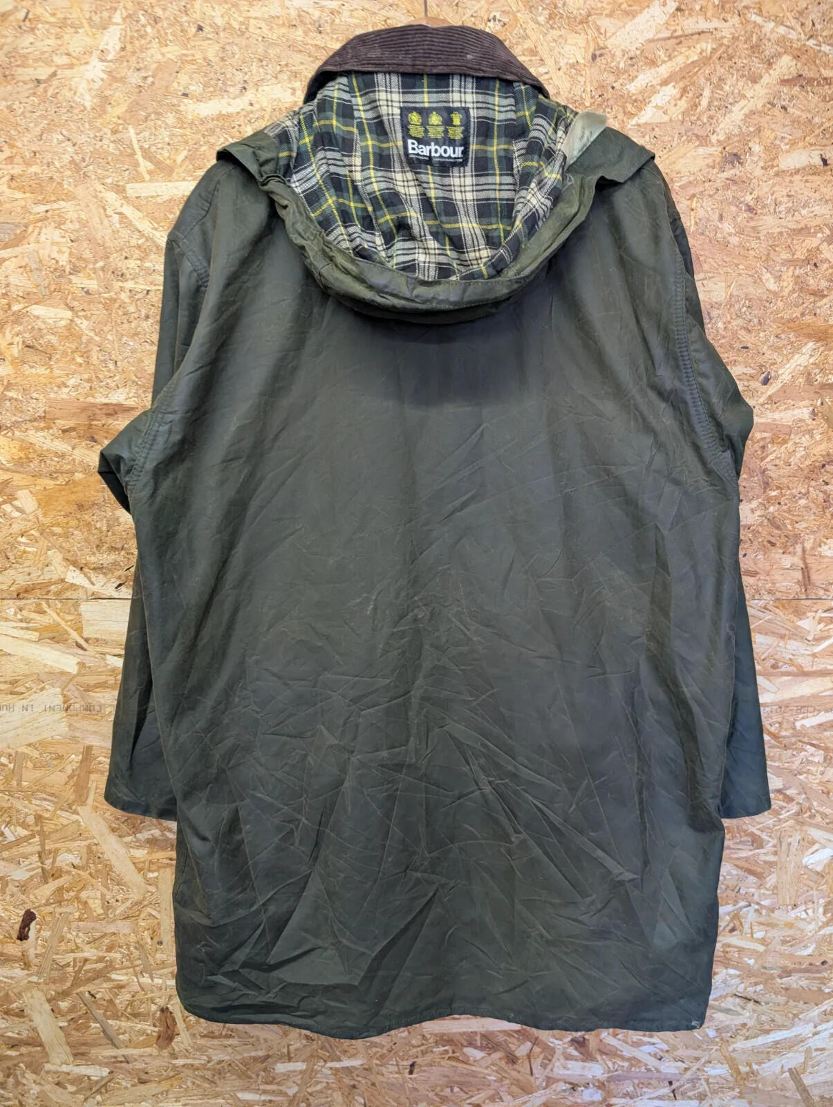 Vintage Barbour Northumbria A400 Waxed Jacket Mens XL C44 Olive Green Hooded 90s