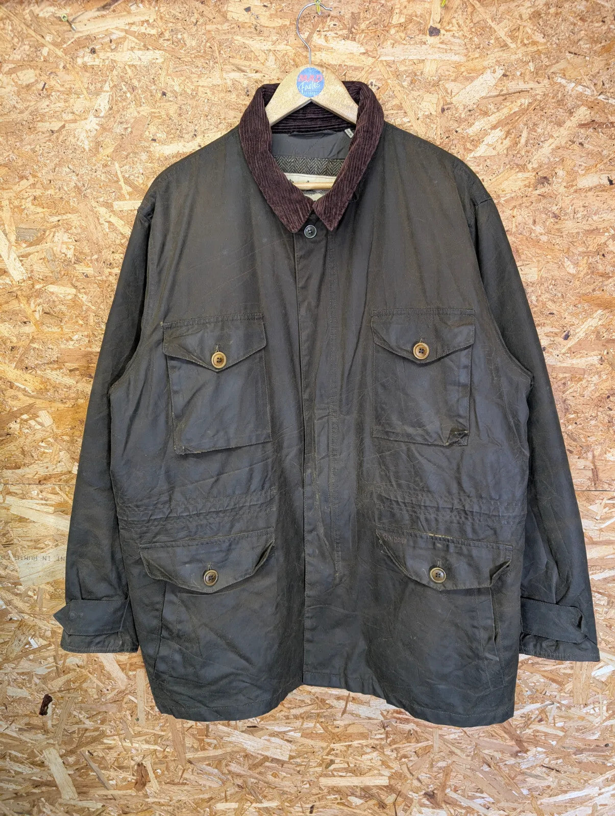 Barbour Romeldale Wax Jacket Mens XL Olive Green Tweed Padded MWX1214OL91