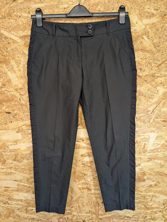 All Saints Trousers Size 10 W30 L27 Black Smart Formal Italian Cloth Side Stripe