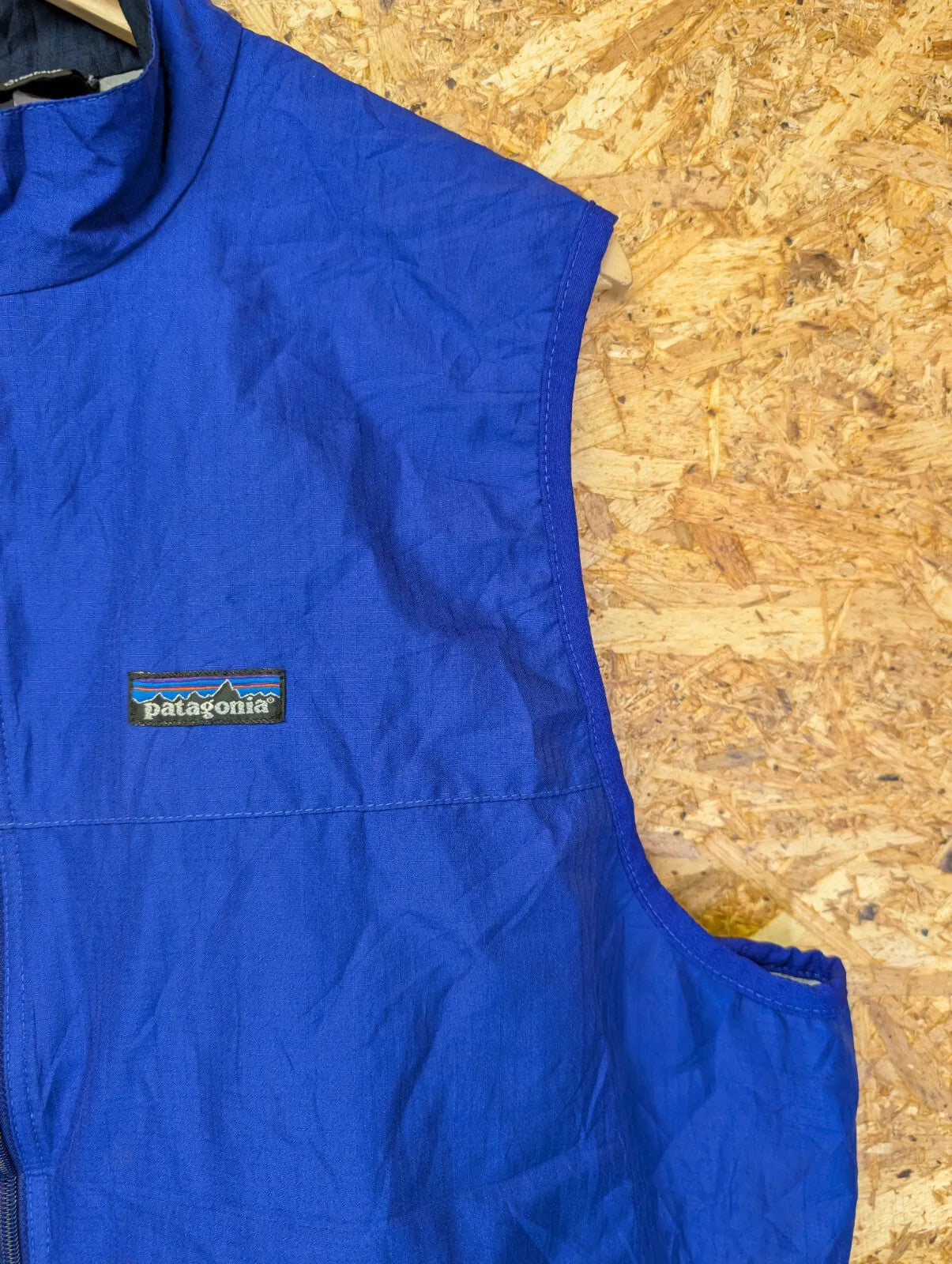 Vintage Patagonia Windbreaker Zip Vest Mens Large Blue Waterproof Hiking 90s