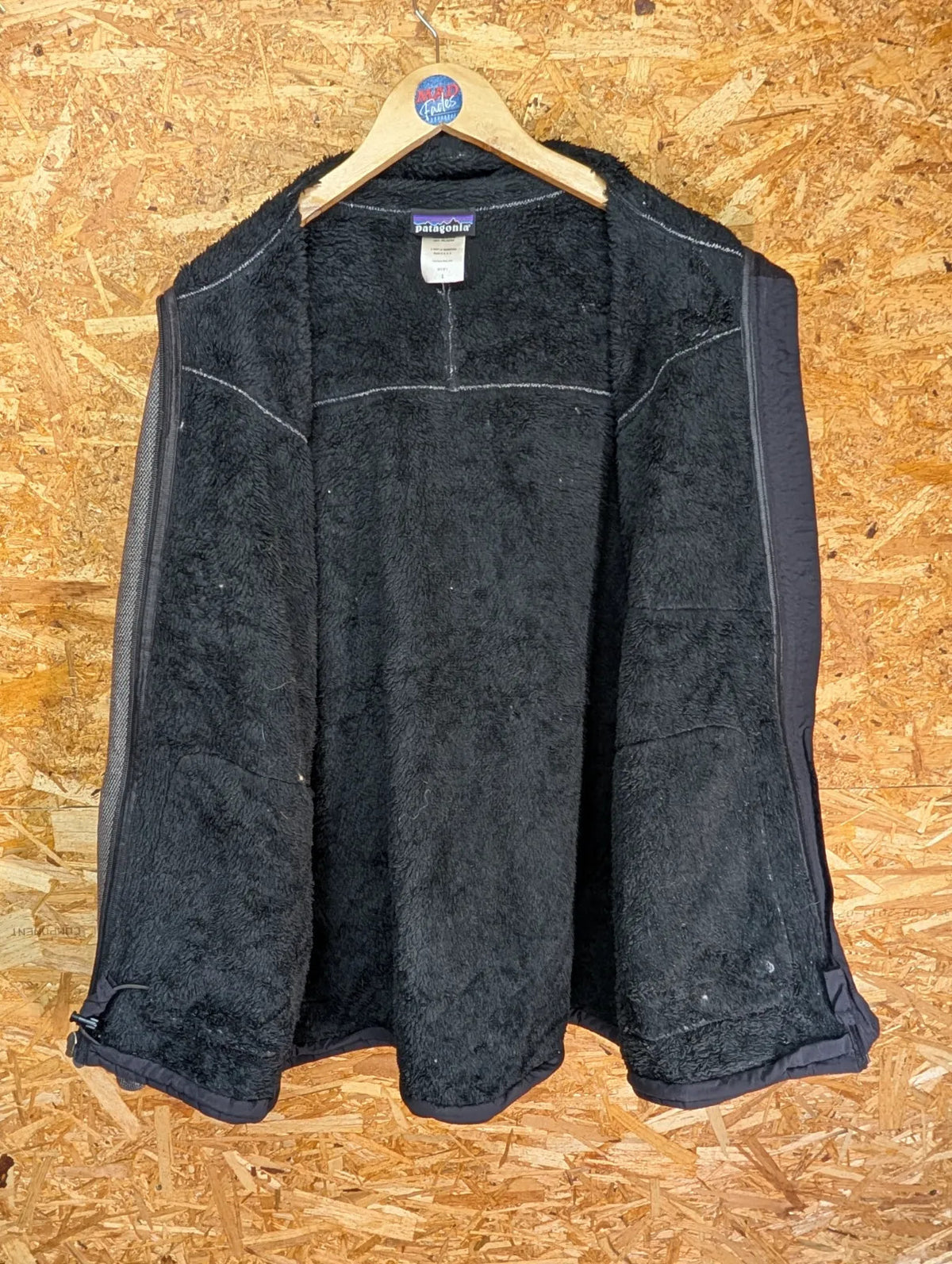 Patagonia R2 Granular Fleece Jacket Mens Large Grey Black Zip Hiking Walking