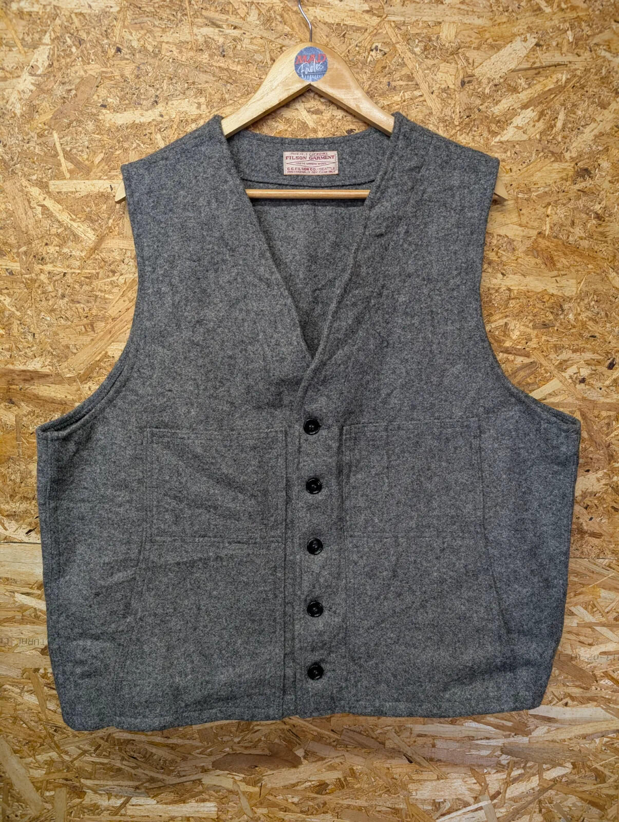 Filson Mackinaw Wool Vest Men XL 44 Heather Grey Gilet USA Pocket USA Body Thick