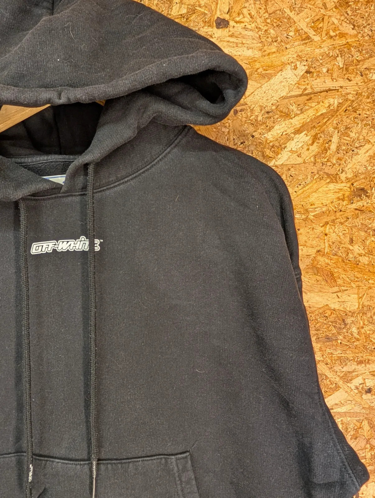 Off White Hoodie Men Small Black Cotton Pullover Streetwear Graphic Virgil Abloh