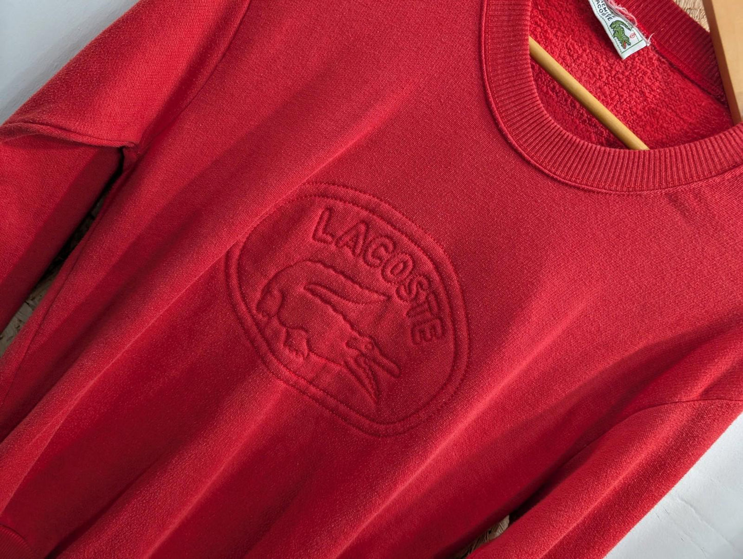 Lacoste Chemise Sweatshirt Small Men Embroidered Logo Red Oi Polloi France Made