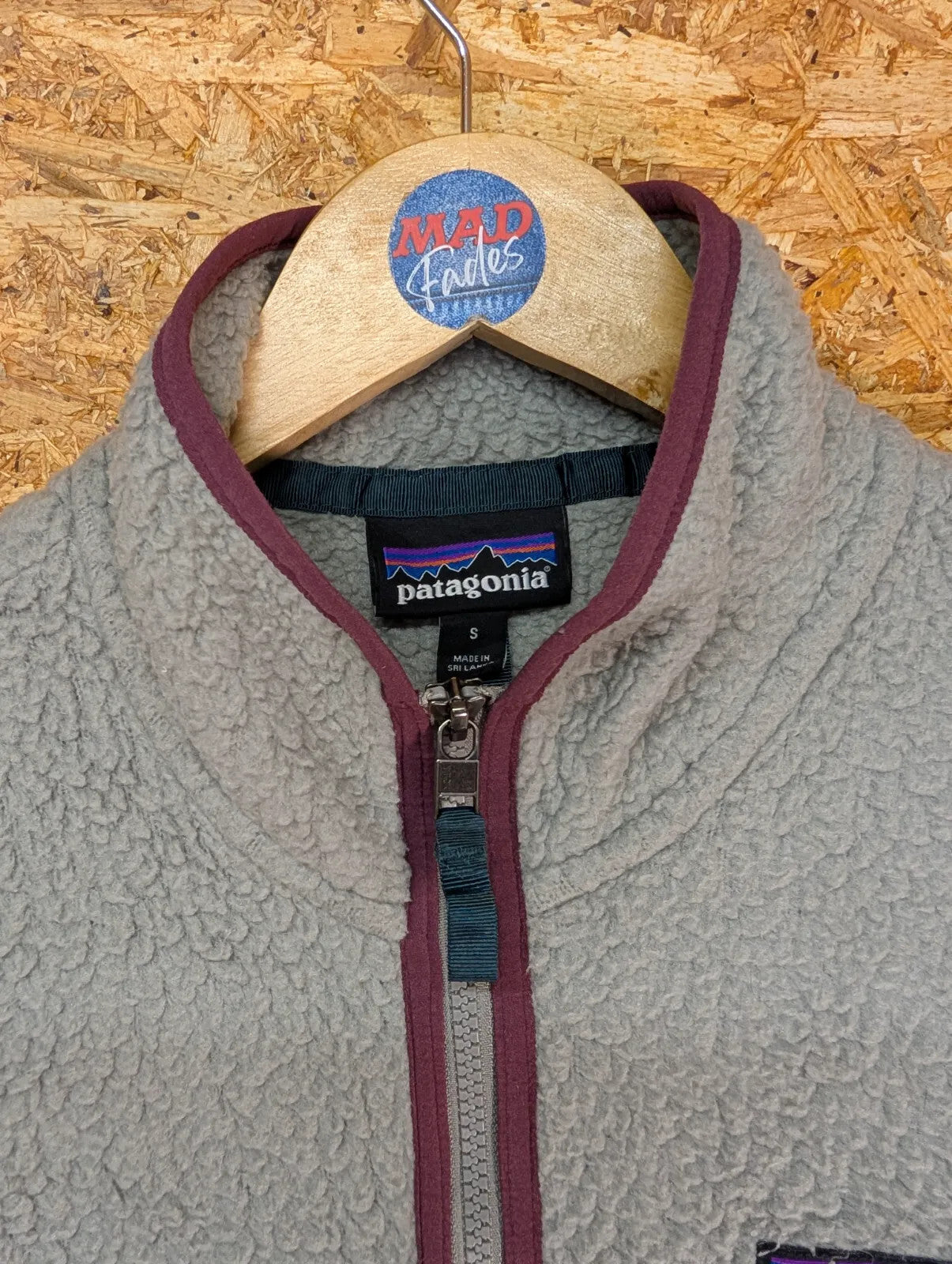 Patagonia Retro Pile Fleece Marsupial Pullover Womens Small Grey Purple 1/4 Zip
