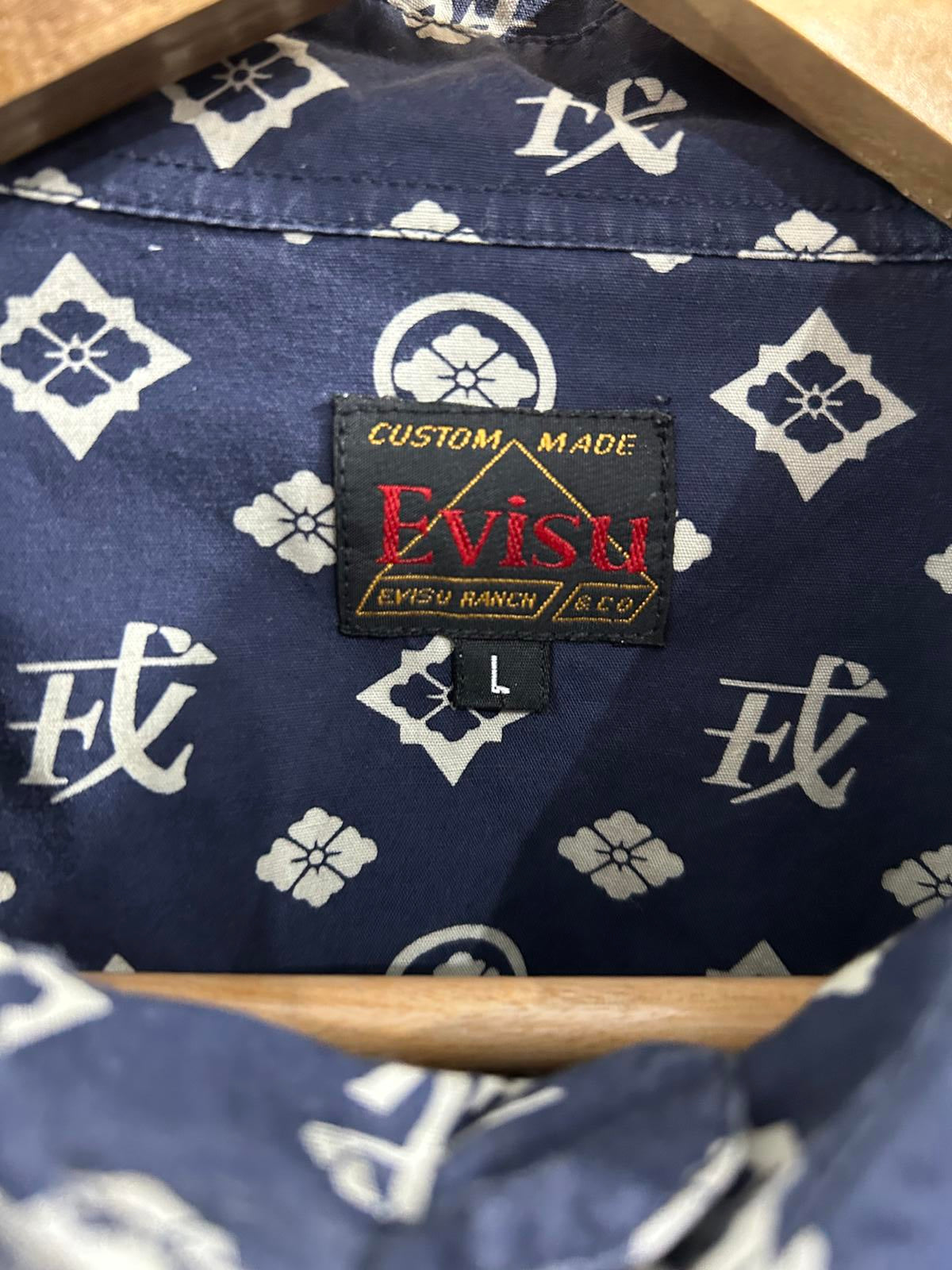 Evisu Shirt Large Blue Check Long Sleeve Cotton Vintage Y2K