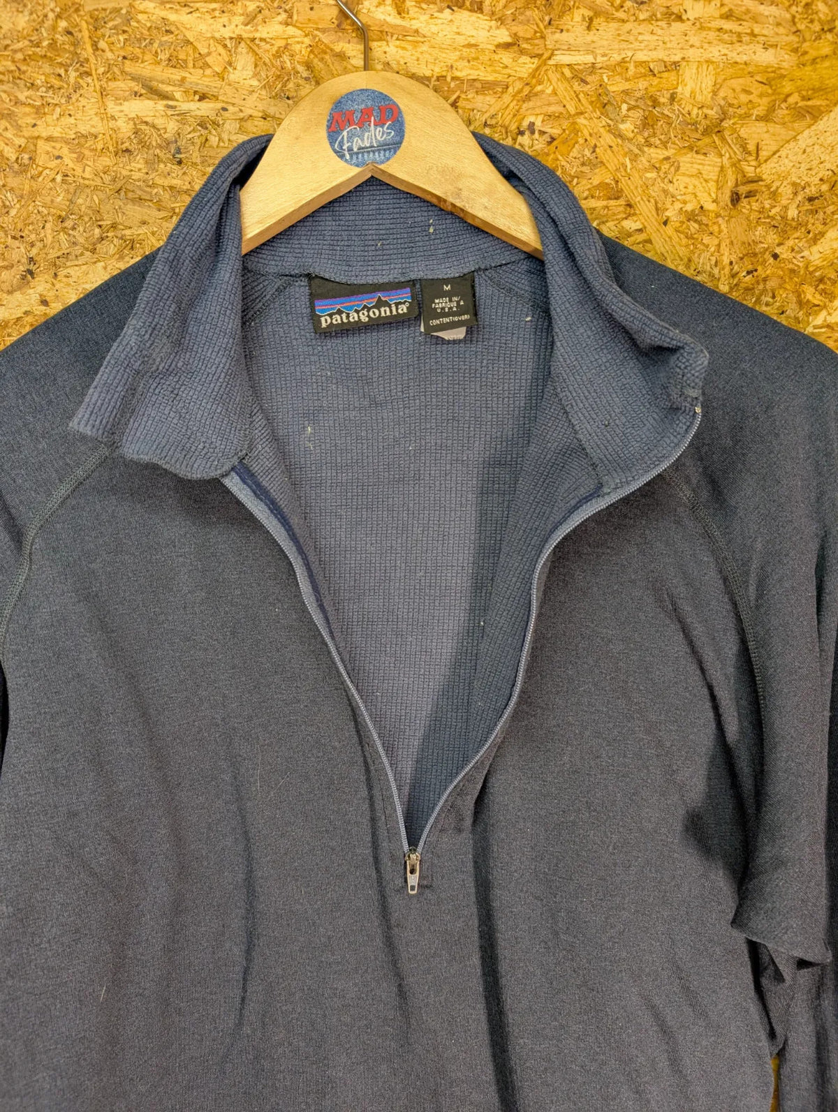 Patagonia 1/4 Zip Lightweight Fleece Mens Medium Navy Blue USA Made Vintage 90s