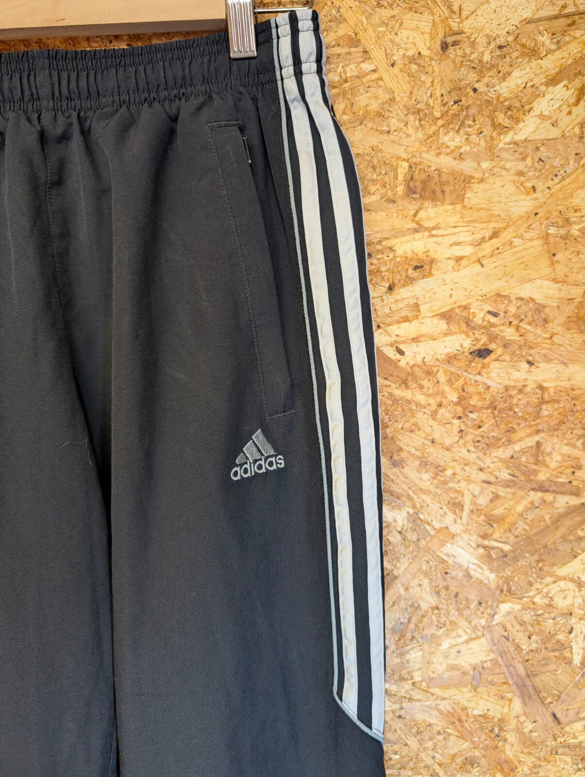 Adidas Track Pants Mens Small W28 W30 L30 Black 3 Stripe Zip Pockets Athletic