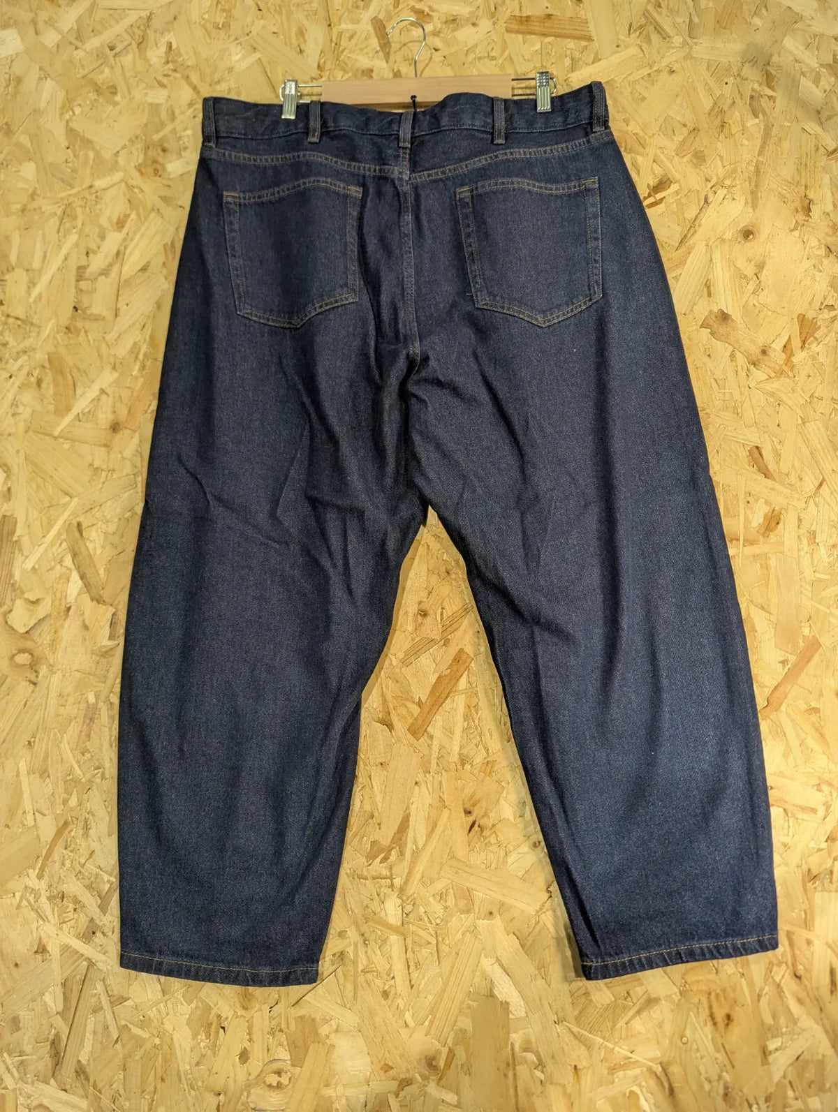 M&S Barrel Fit Jeans Mens W36 L29 Dark Blue Wash Denim Five Pocket Marks Baggy