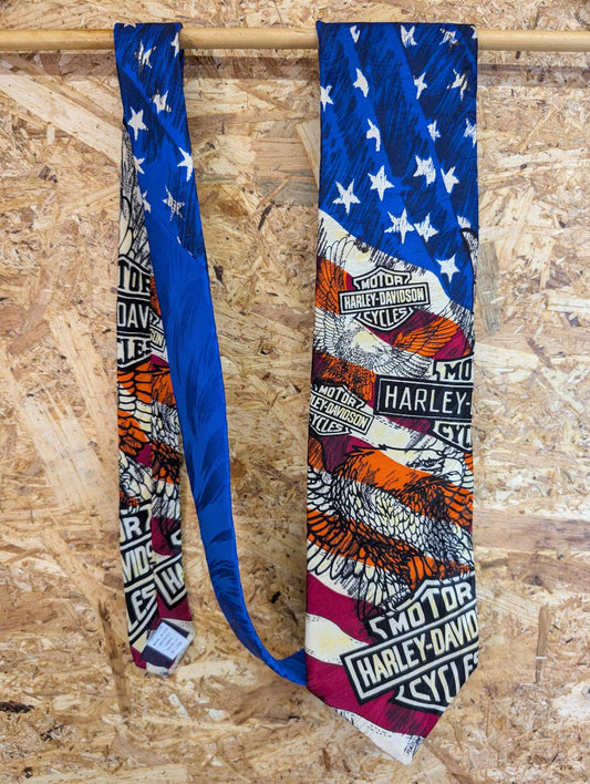 Harley Davidson Tie Ralph Marlin Motorcycles Vintage Eagle Made In USA 58" 152CM