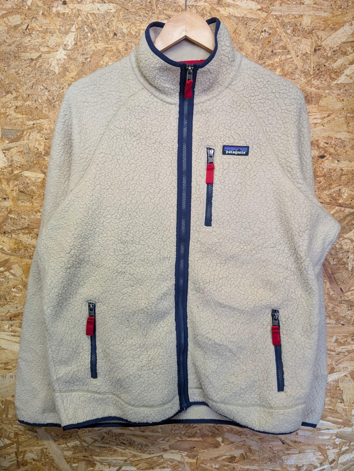 Patagonia Retro Deep Pile Fleece Vest Mens Large Ivory Sherpa Full Zip Outdoor